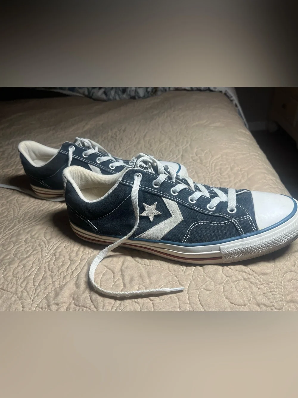 Converse Star Player Ox canvas sneakers, navy blue, men’s sz 9.5/ women 11.5 - Picture 5 of 9